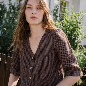 Isla 3/4 sleeve shirt in oat milk